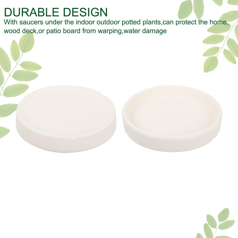 M METERXITY 3 Pack Planter Saucers - Ceramic Plant Tray Flower Pot Drip Trays Round Apply to Outdoor/Garden (4/5/6inch, Beige) - Image 3